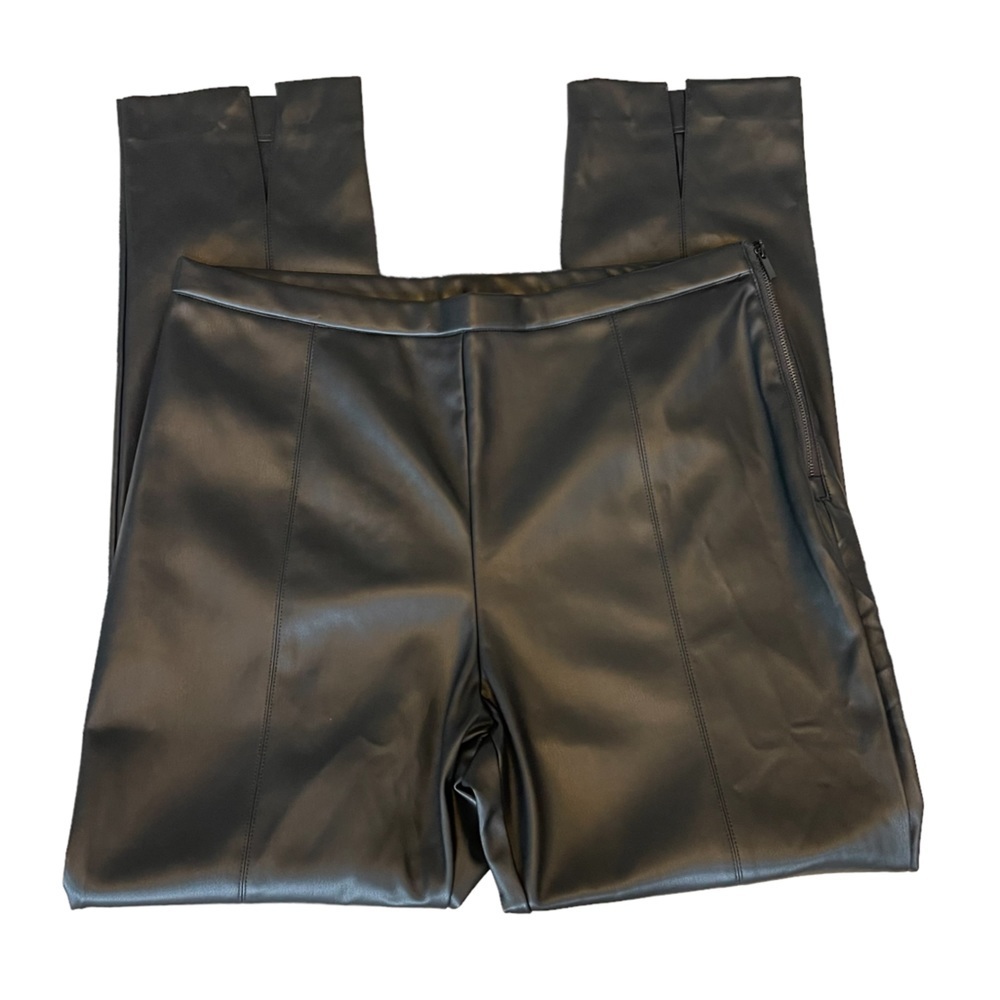 Truth By Republic Black Faux Leather ‎ Skinny Pant with Spit Ankle Size: L New!